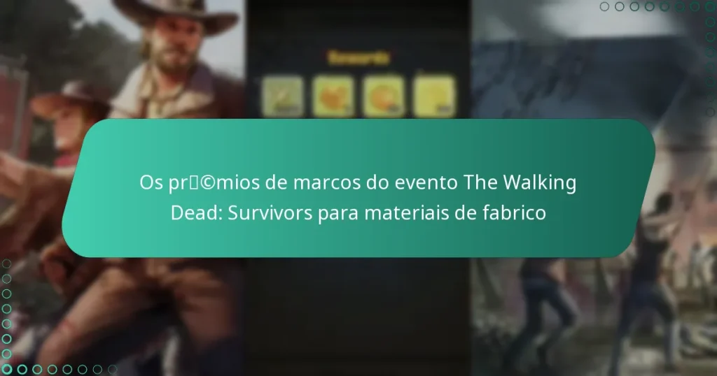 Os prémios de marcos do evento The Walking Dead: Survivors para materiais de fabrico